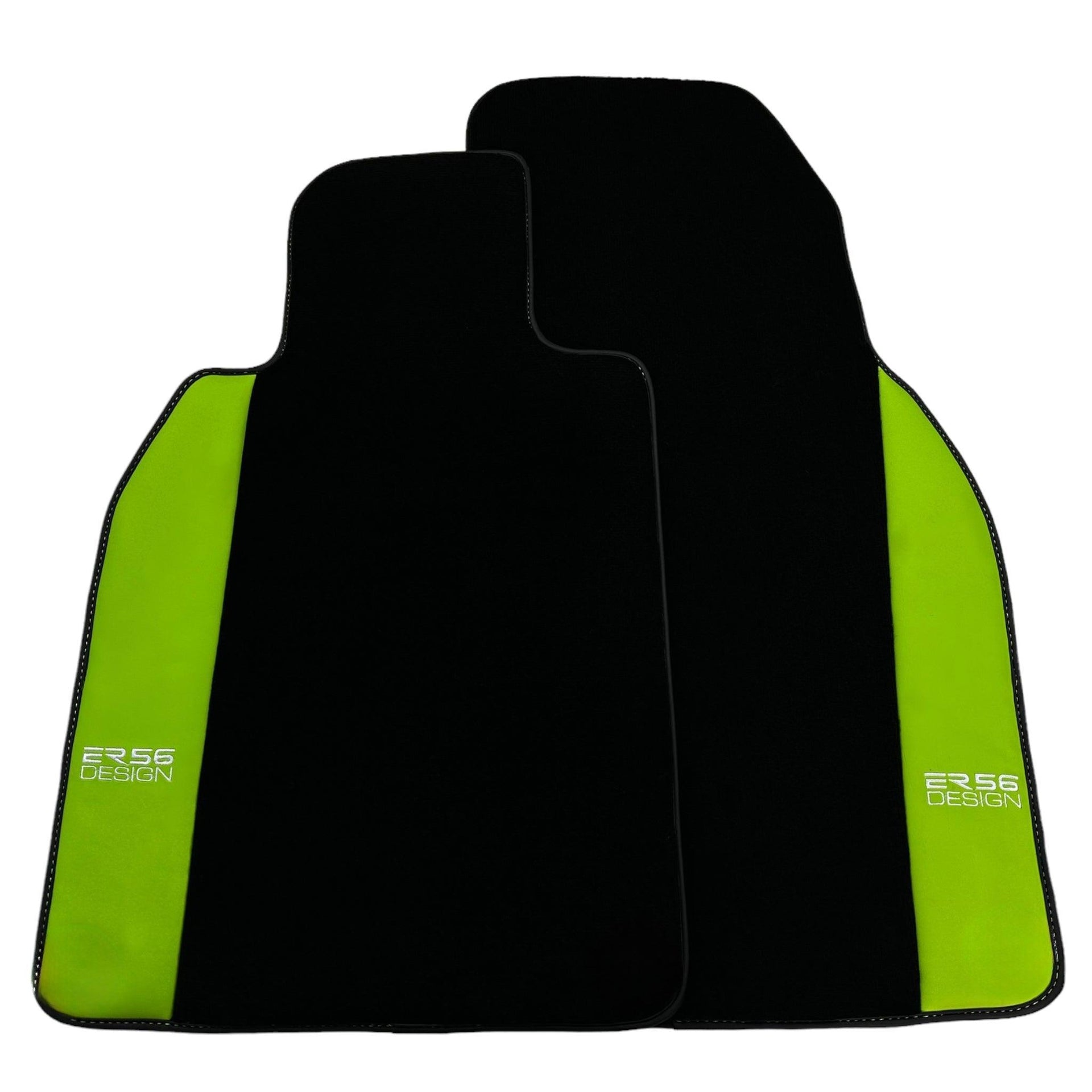 Black Floor Mats for Porsche 986 Boxster (1996-2004) with Green Leather ER56 Design - AutoWin