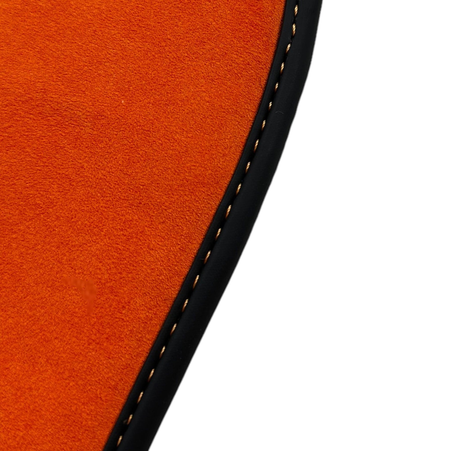 Black Floor Mats for Porsche Taycan (2019-2023) with Orange Alcantara Leather ER56 Design - AutoWin