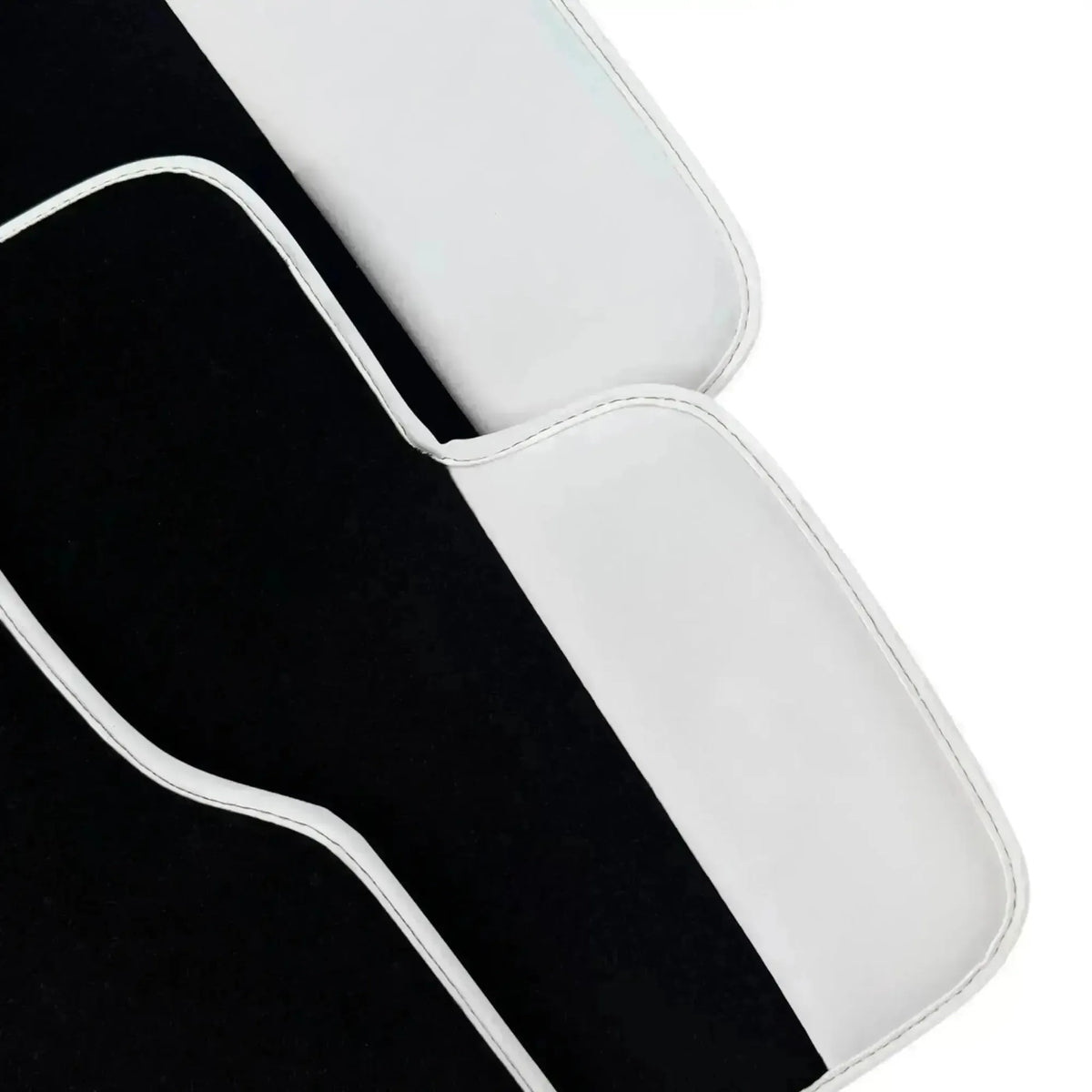 Black Floor Mats for Rolls Royce Dawn (2016-2023) with White Leather | White Trim