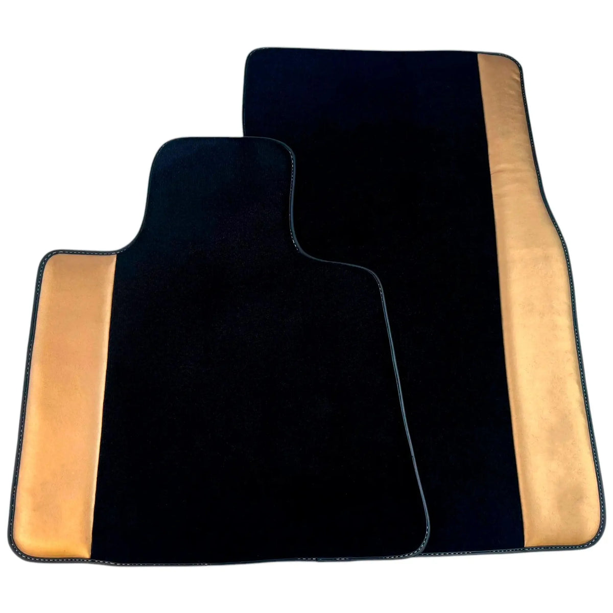 Black Floor Mats for Rolls Royce Phantom Drophead Coupe (2007-2016) with Golden Leather