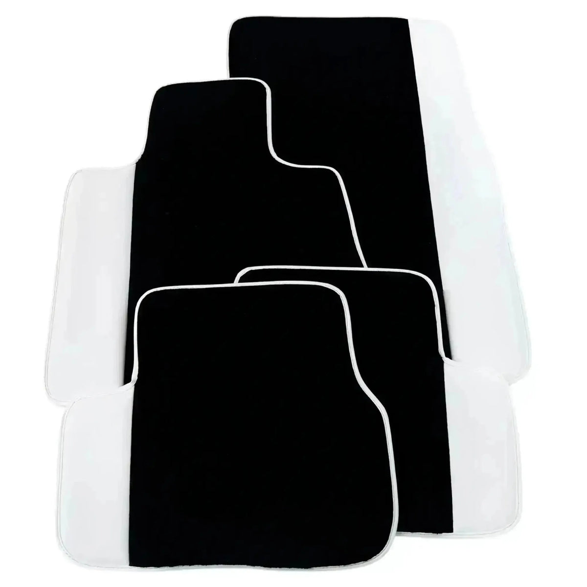 Black Floor Mats for Rolls Royce Spectre 2023-2024 with White Leather | White Trim