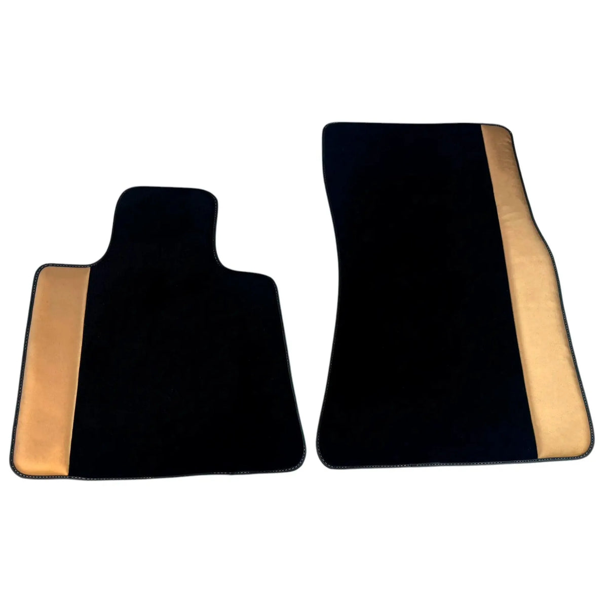 Black Floor Mats for Rolls Royce Wraith (2013–2023) with Golden Leather