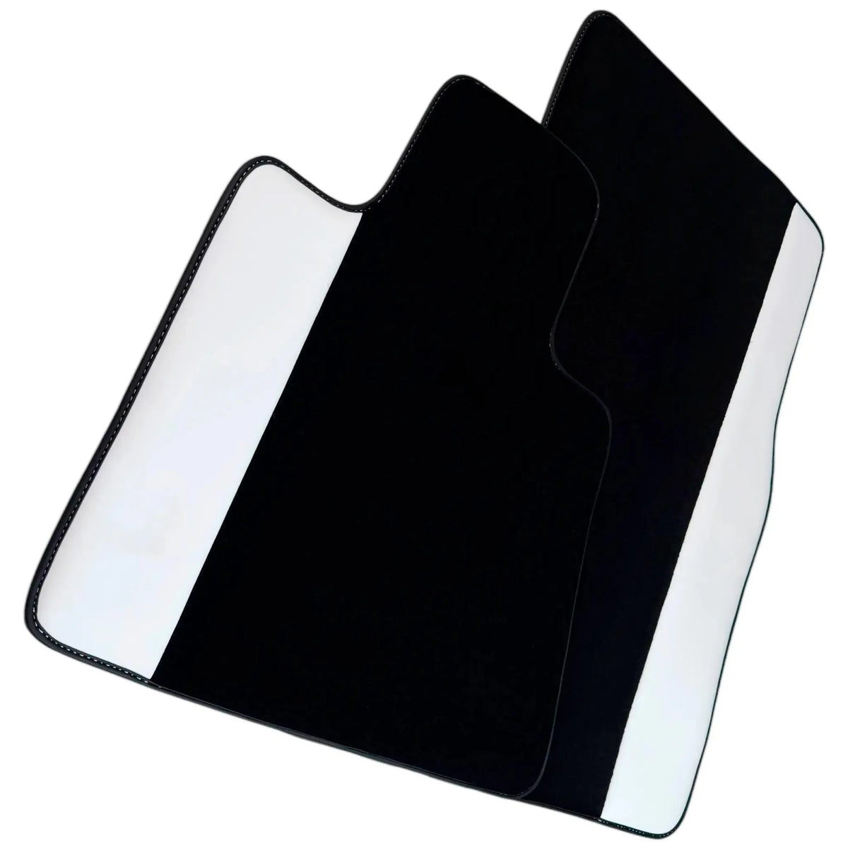 Black Floor Mats for Rolls Royce Wraith (2013–2023) with White Leather
