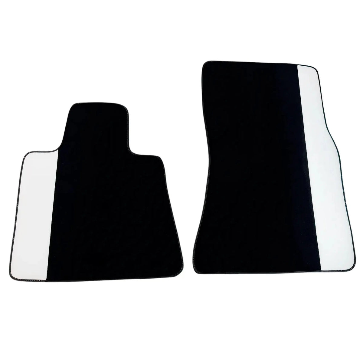 Black Floor Mats for Rolls Royce Wraith (2013–2023) with White Leather