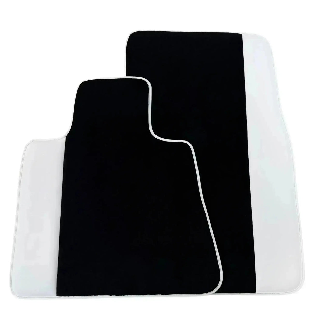 Black Floor Mats for Rolls Royce Wraith (2013-2023) with White Leather | White Trim