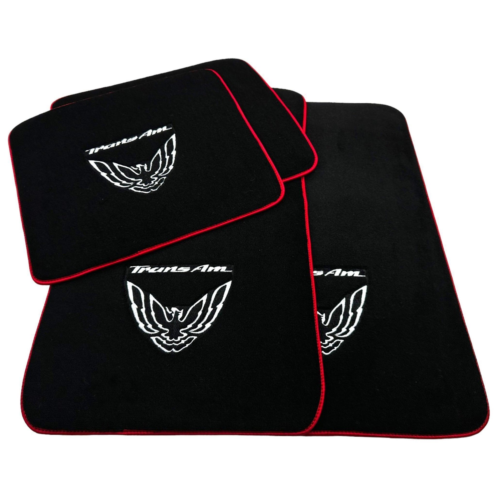 Black Floor Mats Red Trim for Pontiac FireBird (1970-1981) Trans Am - AutoWin