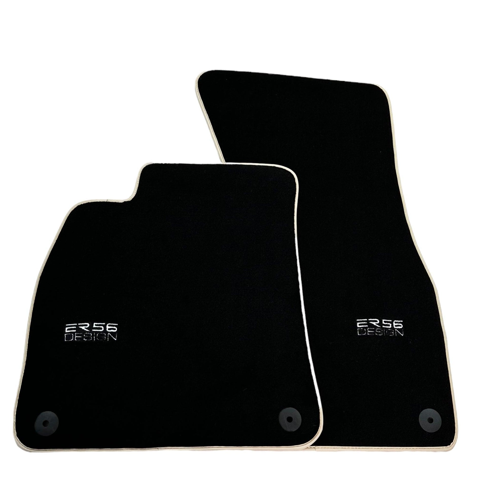 Black Floor Mats With Beige Trim For Audi A6 C8 Sedan (2018-2023) ER56 Design - AutoWin