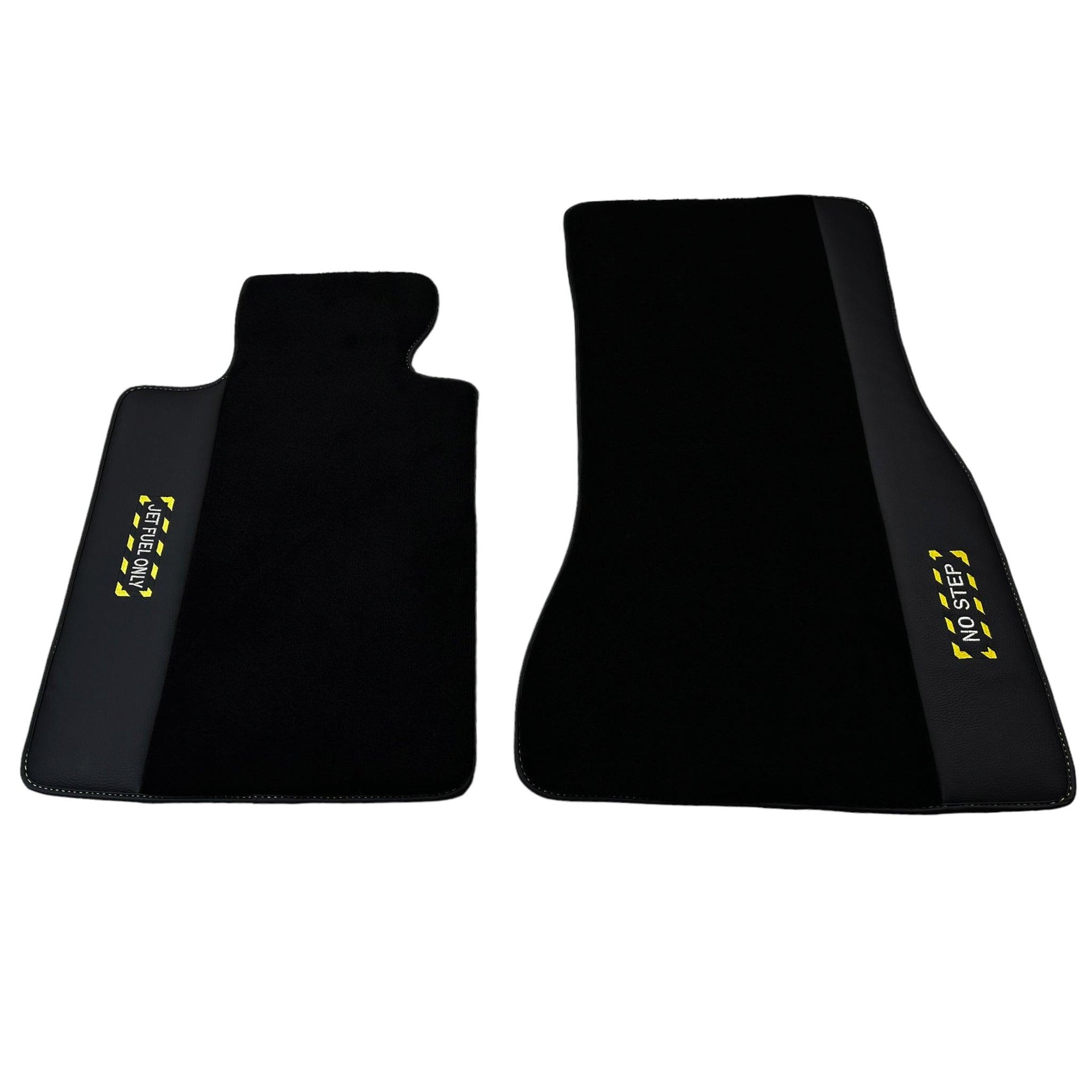 Black Floor Mats with Leather for BMW G61 (2023-2026) Touring - "Jet Fuel Only" - AutoWin