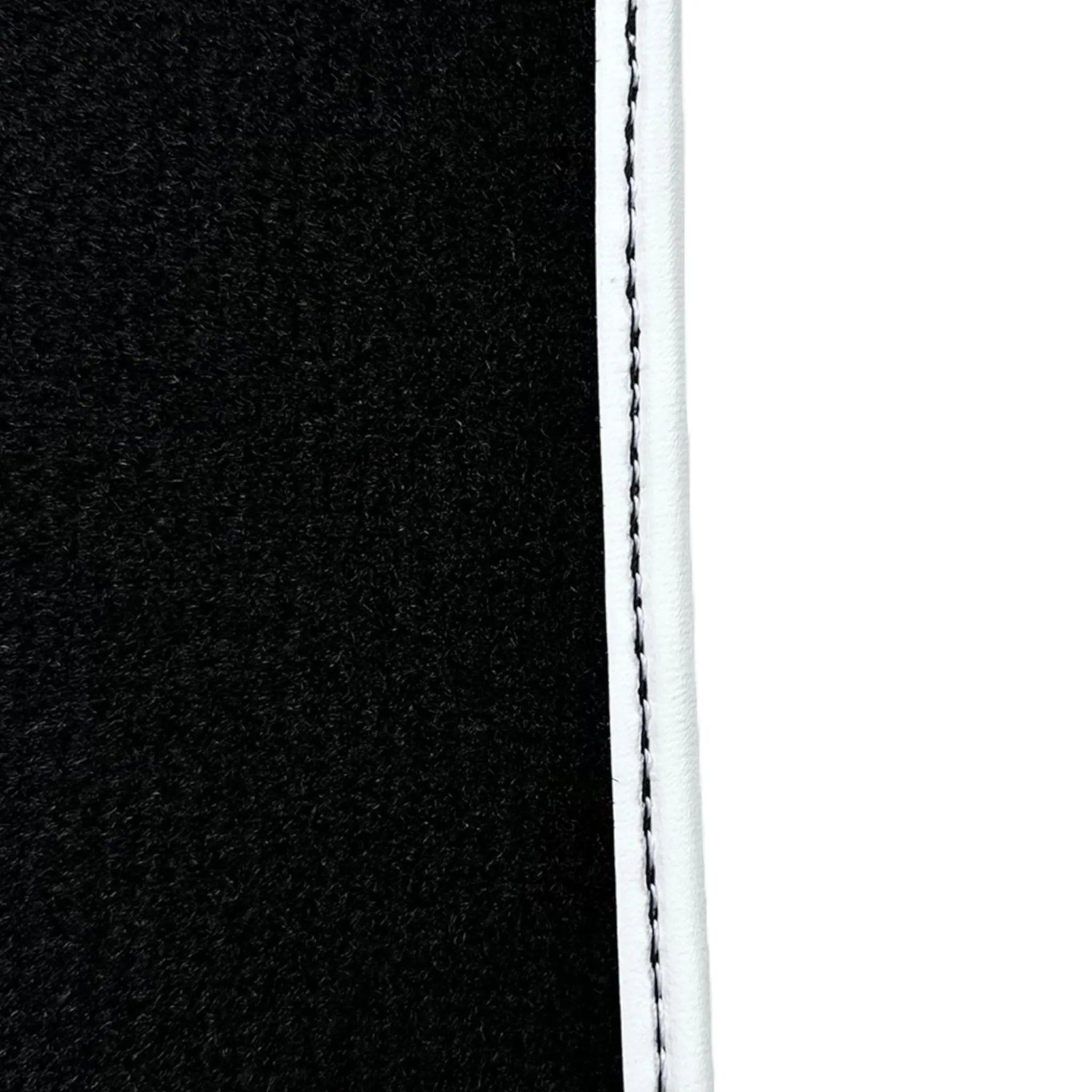 Black Floor Mats with White Trim For Ford Mustang V (2004-2010) With Pony - AutoWin