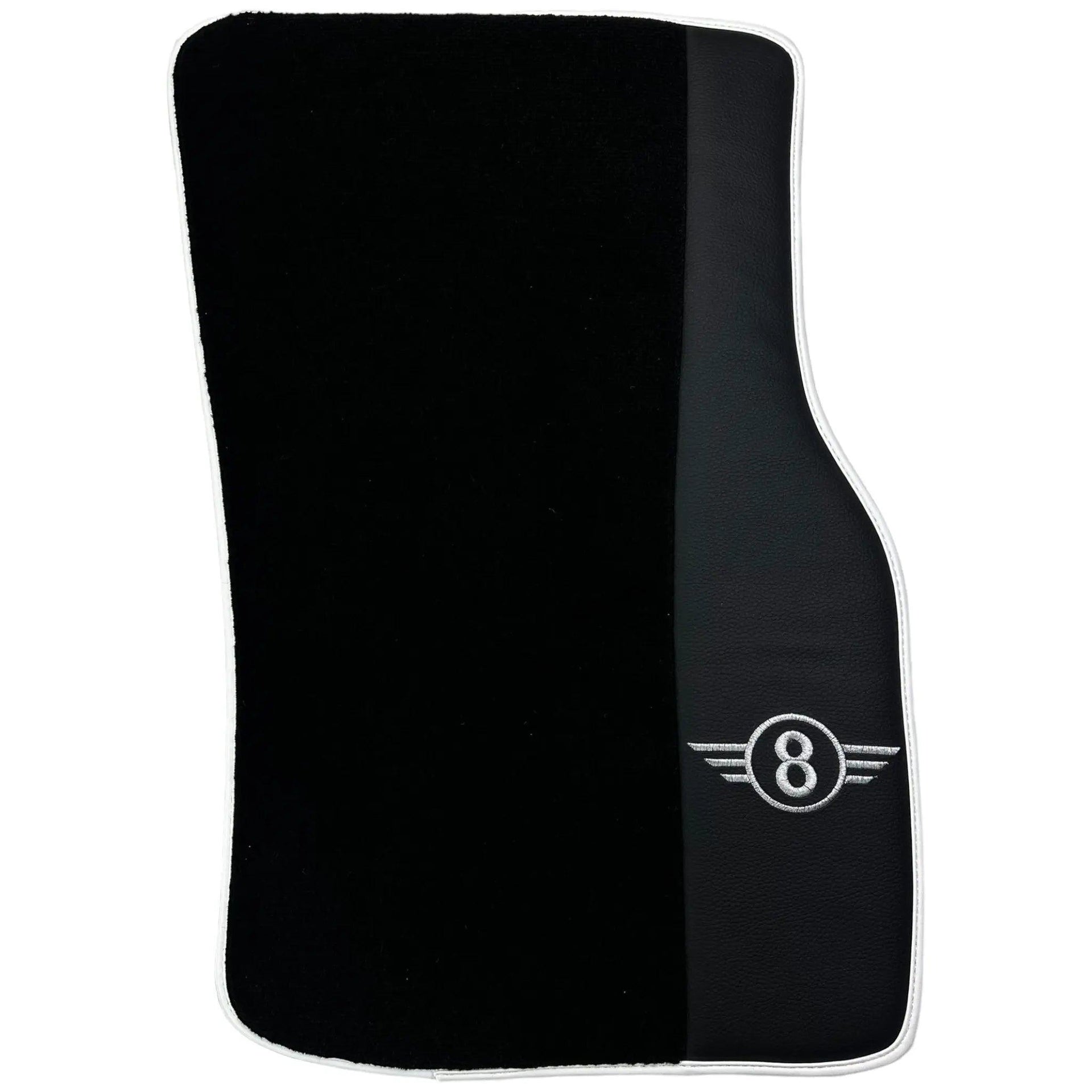 Black Floor Mats for Mini Cooper F56 (2013-2022) with Leather | White Trim - AutoWin