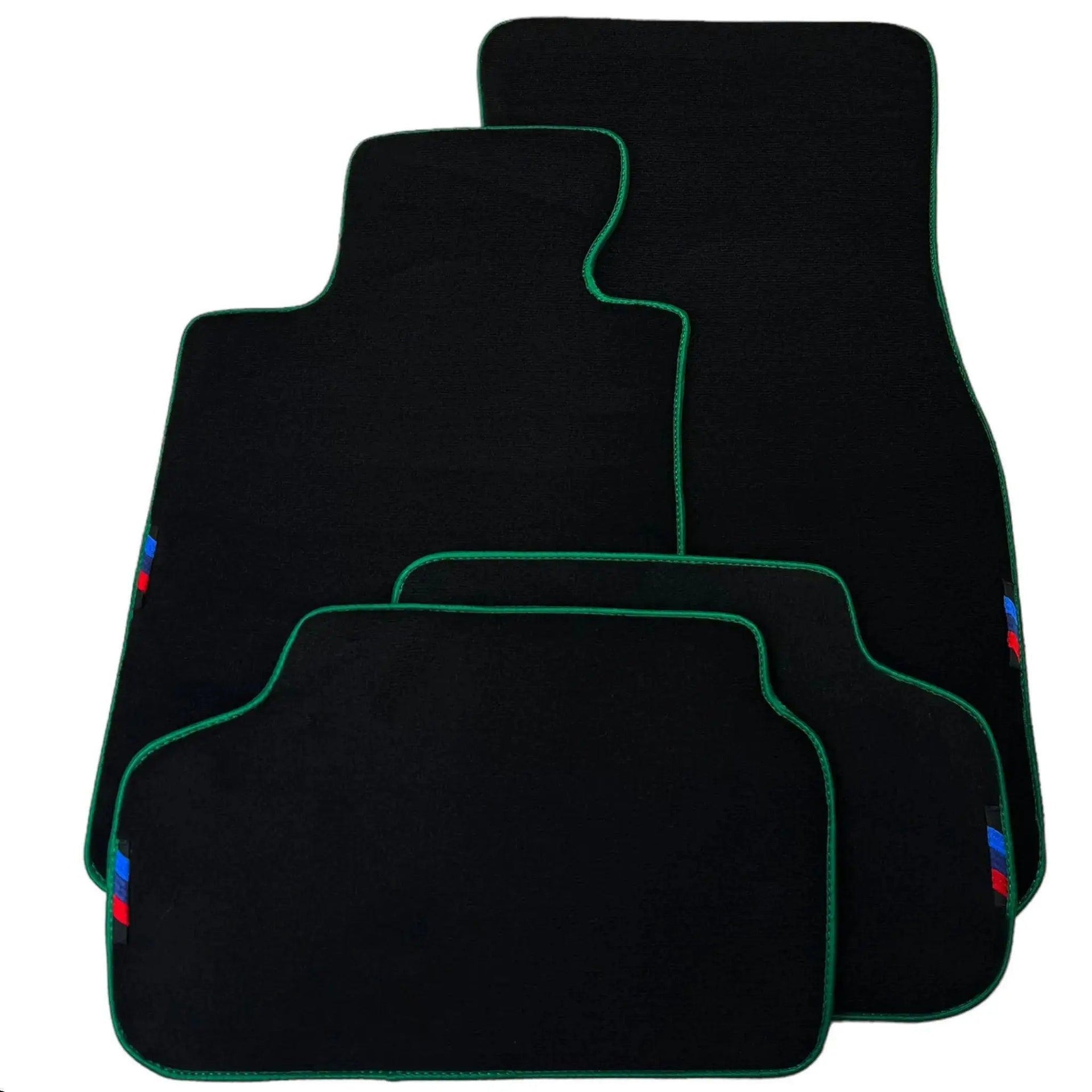 Black Mats For BMW 3 Series E46 4-door Sedan | Green Trim - AutoWin