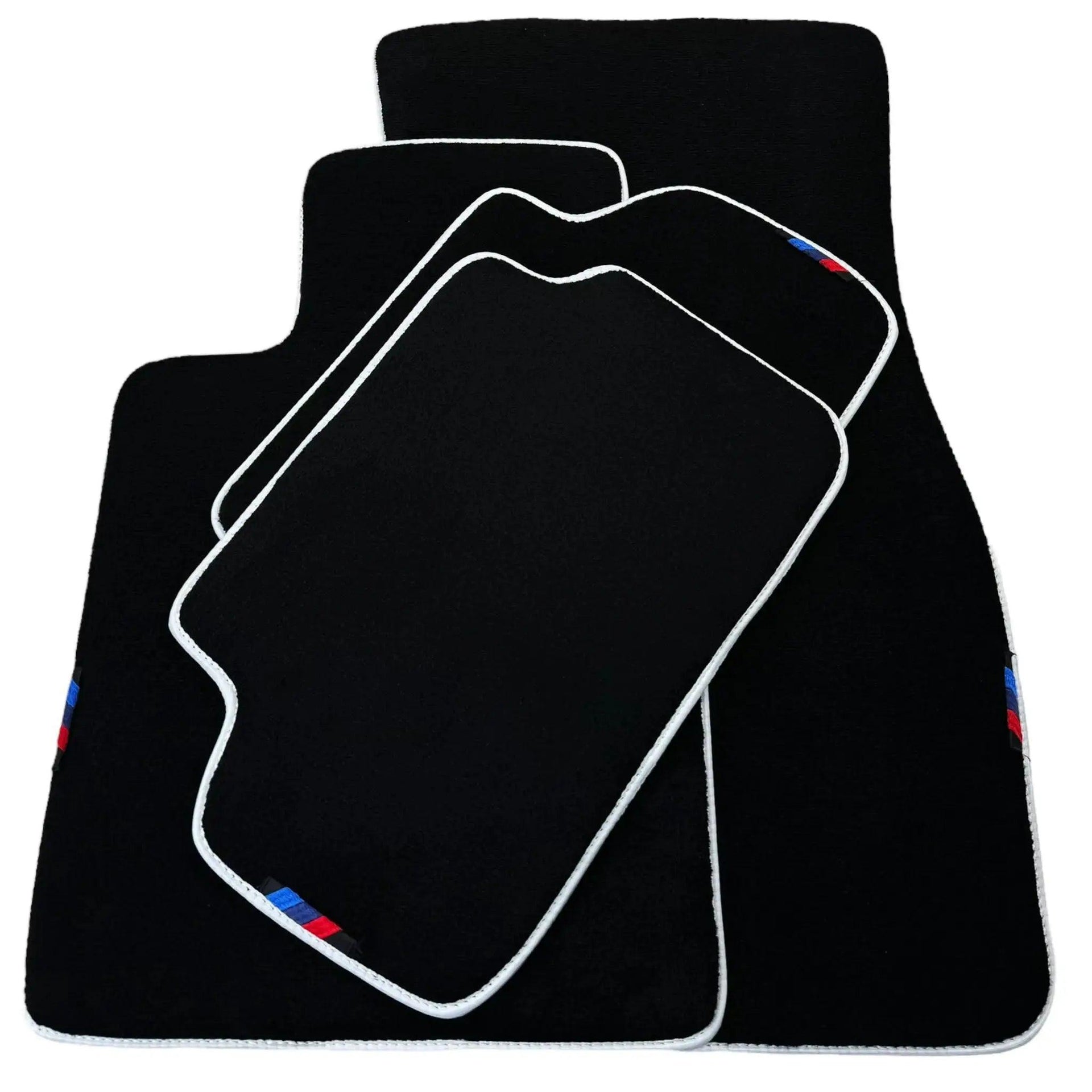 Black Mats For BMW 5 Series E28 Sedan | White Trim - AutoWin