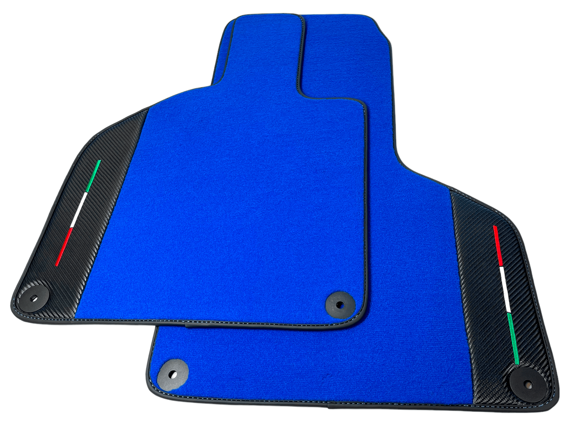 Custom Blue Floor Mats for Lamborghini Huracan with Carbon Fiber Leather