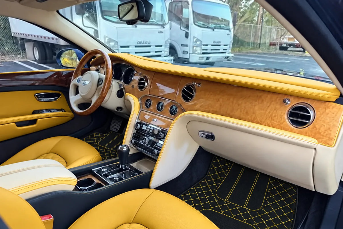 Customizable Leather Floor Mats with AW1 Pattern for Bentley Mulsanne (2010-2020) inside the vehicle