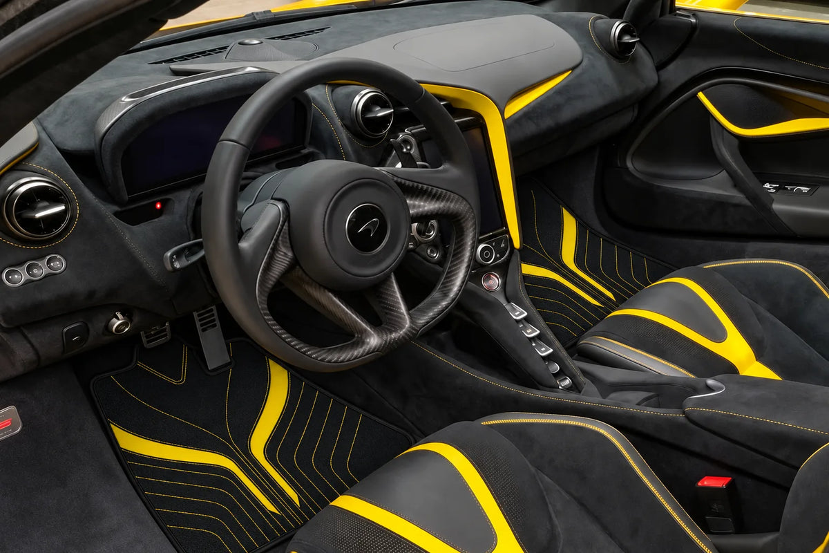 Customizable Leather Floor Mats with AW32 Pattern for McLaren 720S (2017-2021) inside the vehicle