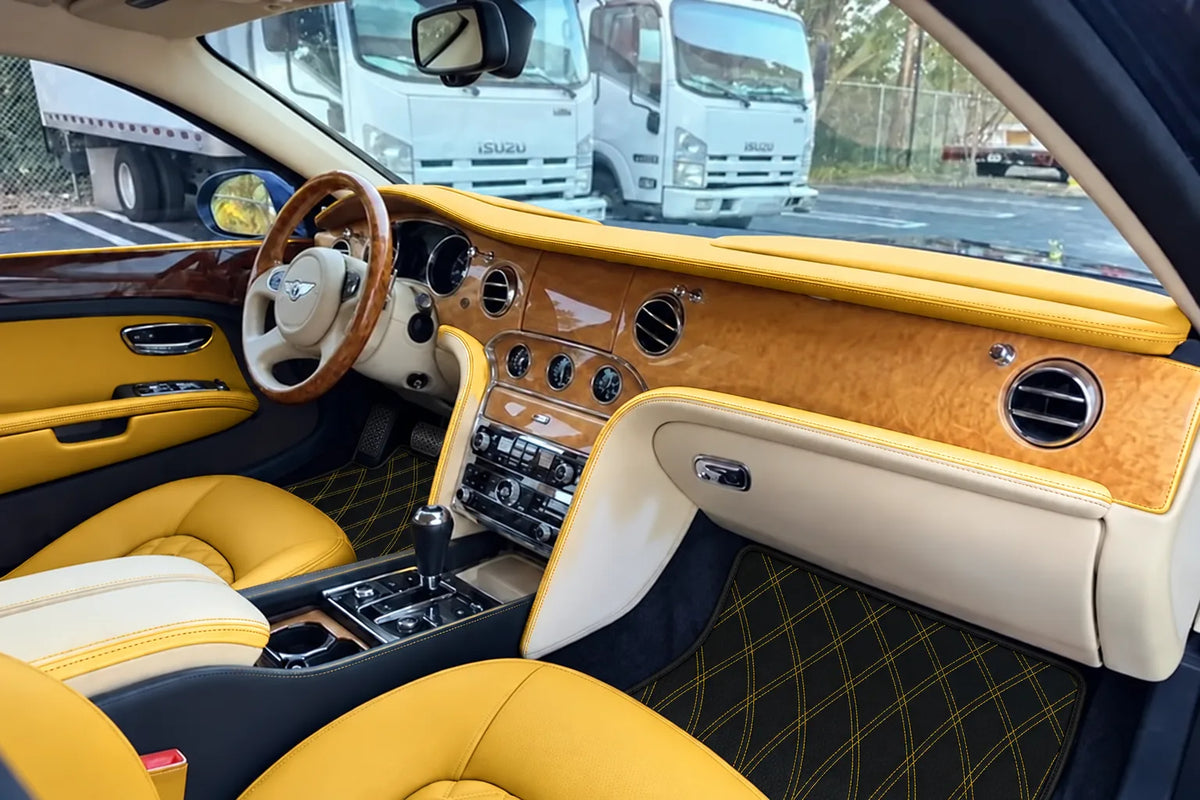 Customizable Leather Floor Mats with AW34 Pattern for Bentley Mulsanne (2010-2020) inside the vehicle