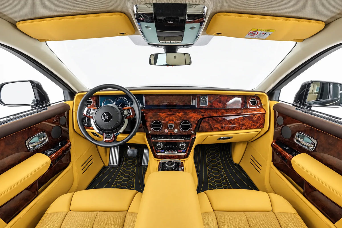 Customizable Leather Floor Mats with AW36 Pattern for Rolls Royce Phantom VIII (2017-2024) inside the vehicle