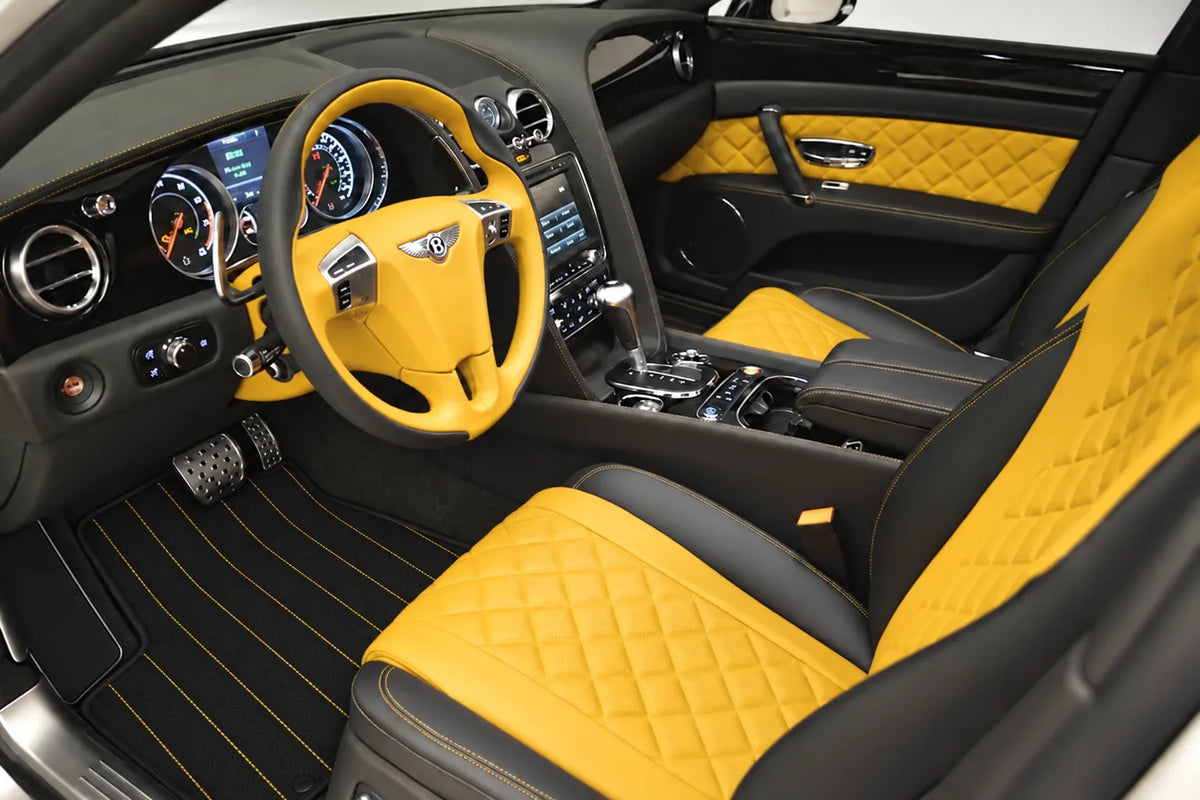 Customizable Leather Floor Mats with Line Pattern for Bentley Flying Spur (2013-2019) inside the vehicle