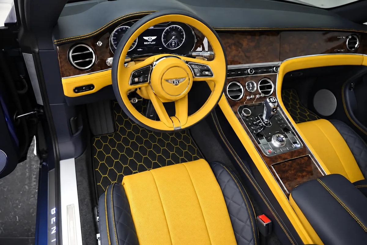 Customizable Leather Floor Mats with Vertical Hex Pattern for Bentley Continental GTC (2018-2023) inside the vehicle