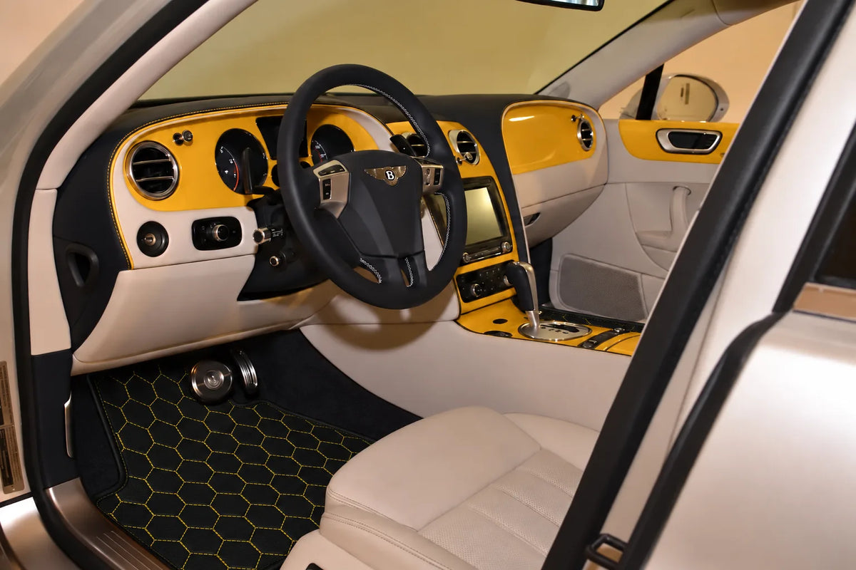 Customizable Leather Floor Mats with Vertical Hex Pattern for Bentley Flying Spur (2005-2013) inside the vehicle