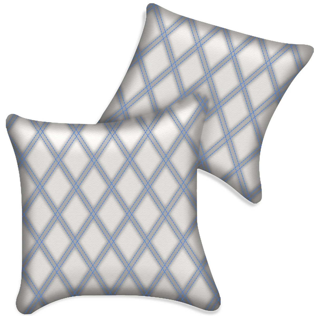 Customizable White Leather Pillows Set of 2 for All Vehicles | Double Diamond Pattern