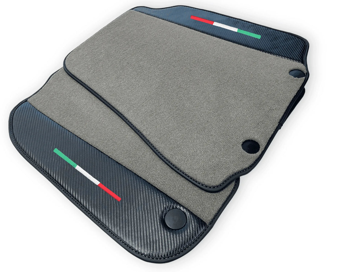 Gray Floor Mats For Ferrari 812 GTS (2019-2023) With Carbon Fiber Leather