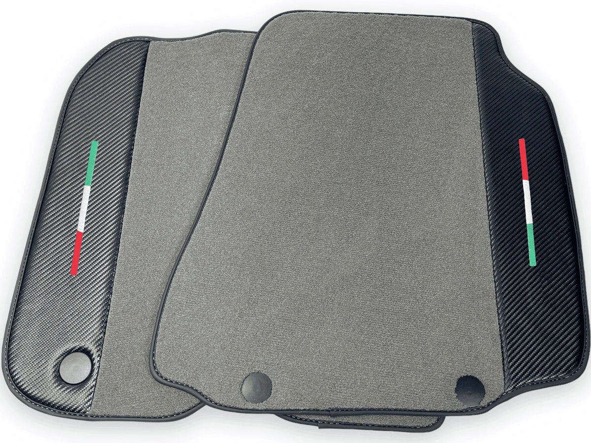 Gray Floor Mats For Ferrari 812 GTS (2019-2023) With Carbon Fiber Leather