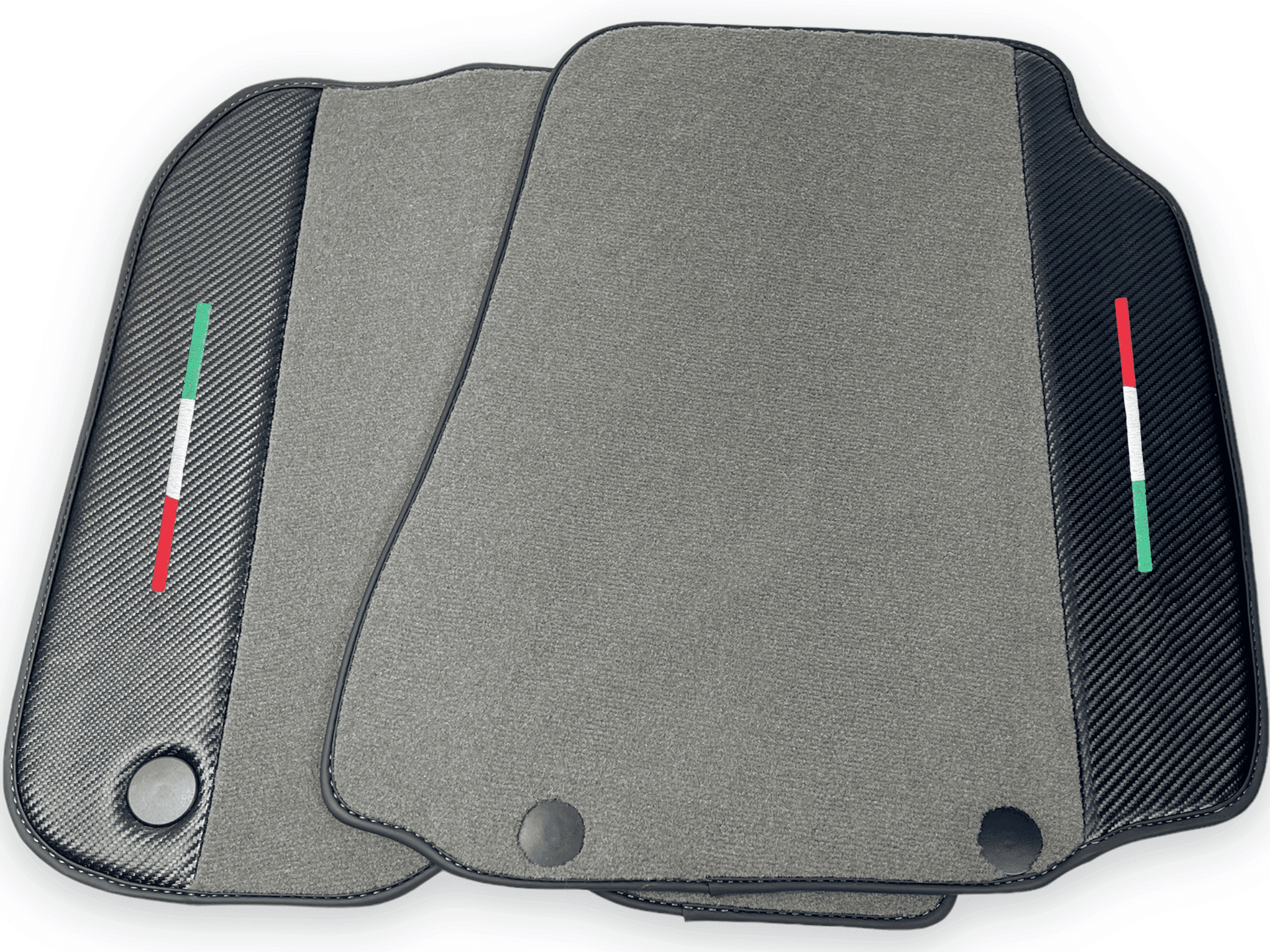 Gray Floor Mats For Ferrari F12 Berlinetta (2012-2022) With Carbon Fiber Leather - AutoWin