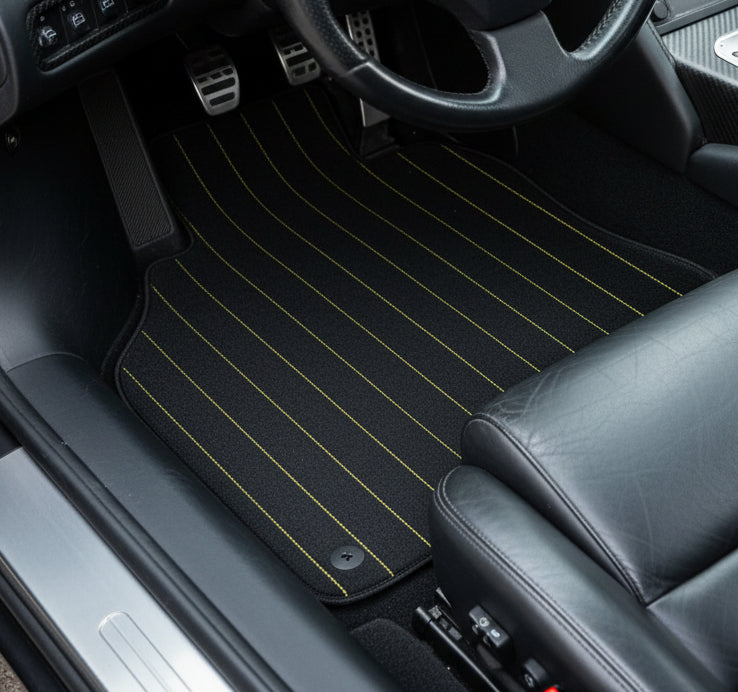 Tapis de voiture en cuir personnalisables avec un motif hexagonal entrelacé pour Lamborghini Diablo (1990-2001) - AutoWin