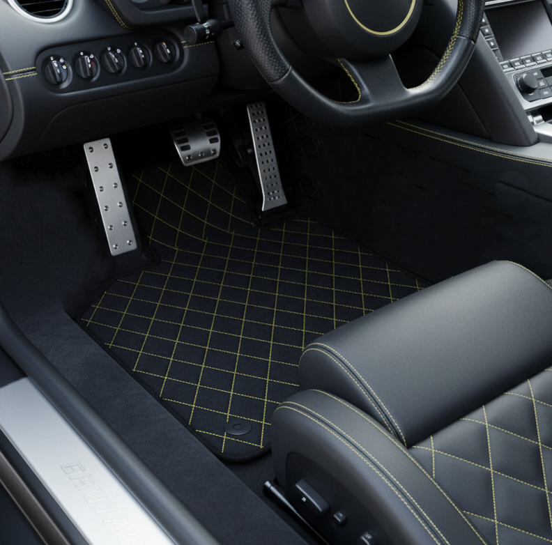 Alfombrillas de coche de cuero personalizables con patrón de diamante único para Lamborghini Murcielago (2001-2010) - AutoWin