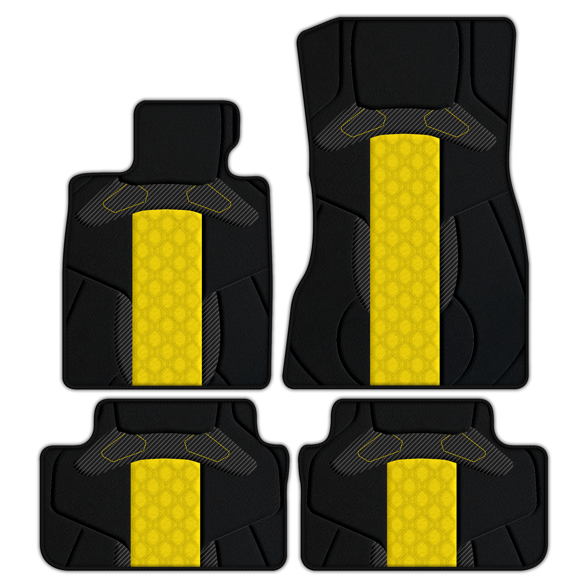 Premium Customizable Leather Floor Mats with AW45 Pattern for BMW i8 I12 (2014-2021), installed in the vehicle.