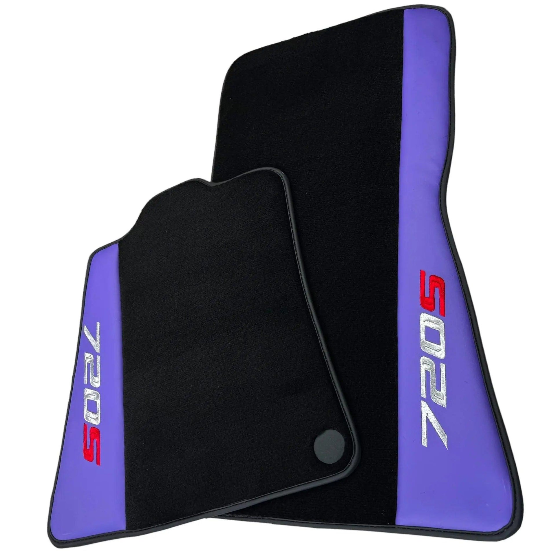 Purple Leather Black Floor Mats for McLaren 720S | Black Trim - AutoWin