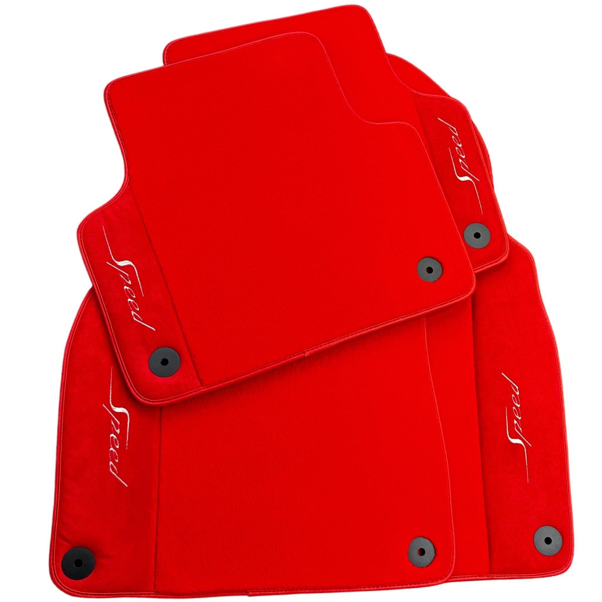 Red Floor Mats For Bentley Flying Spur (2005-2013) with Alcantara Leather - AutoWin