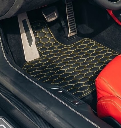 Customizable Leather Floor Mats with Line Pattern for Lamborghini Temerario (2025-2026) - AutoWin