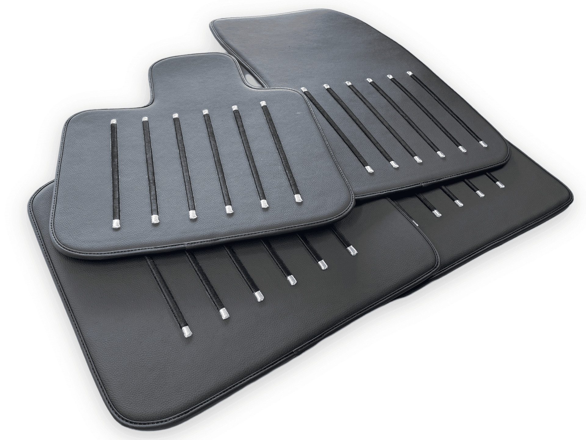 Leather Floor Mats For Rolls Royce Black Badge Ghost Series II (2021-2024) Black - AutoWin