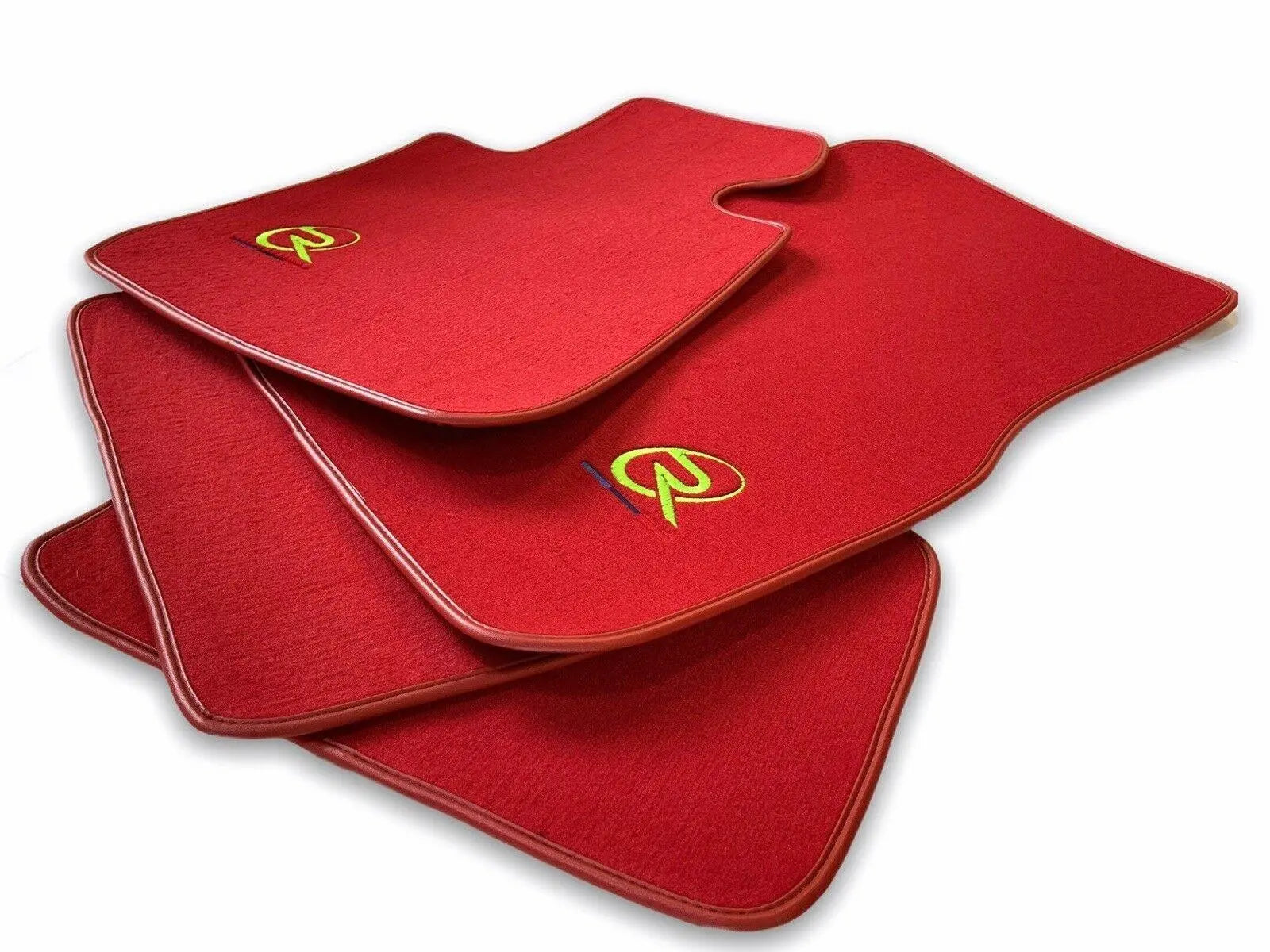 Red Floor Mats For BMW 6 Series E63 ROVBUT Brand Tailored Set Perfect Fit Green SNIP Collection - AutoWin