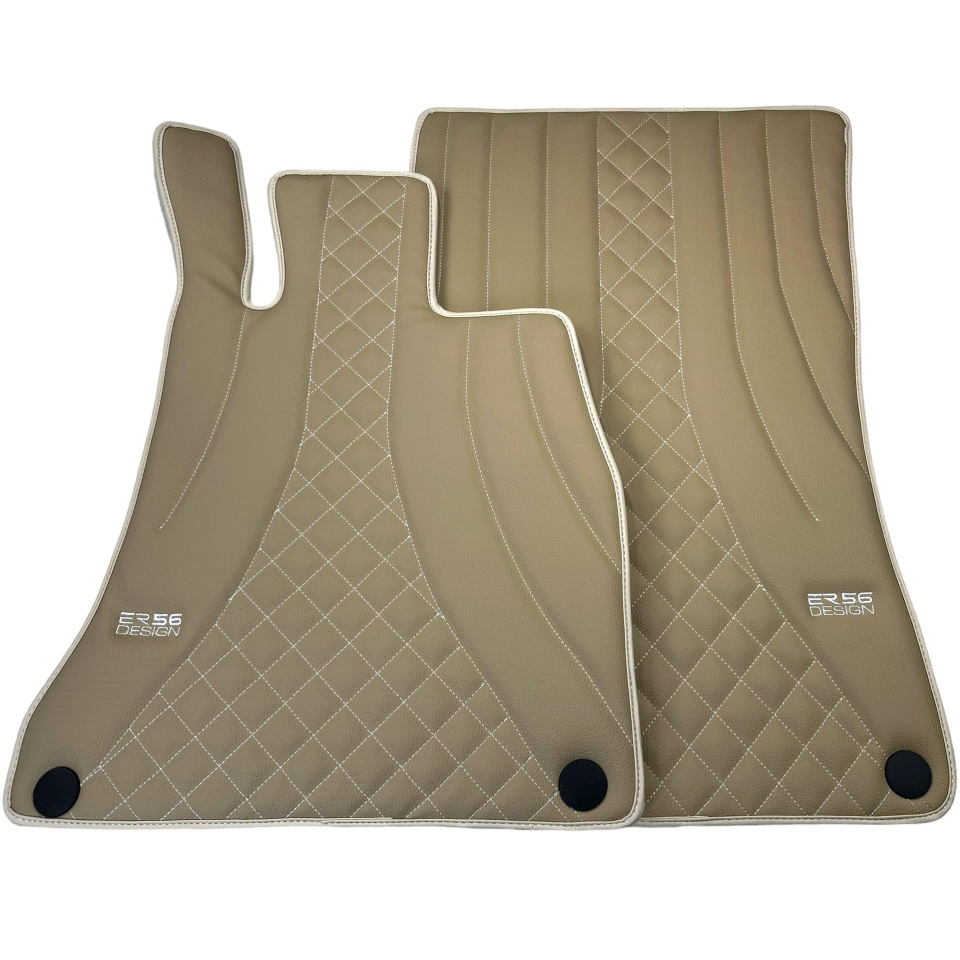 Beige Leather Floor Mats For Mercedes Benz M-Class W164 (2005-2011) | ER56 Design - AutoWin