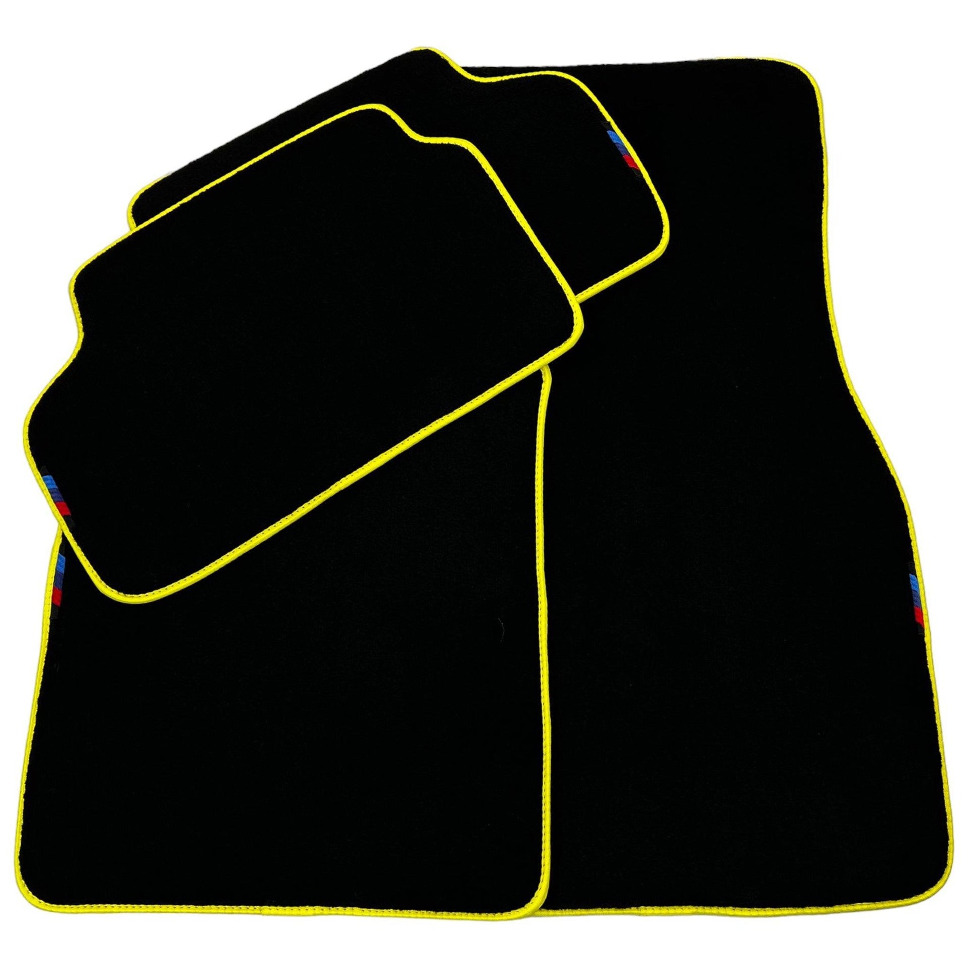 Black Floor Mats For BMW 3 Series E90 | Yellow Trim - AutoWin