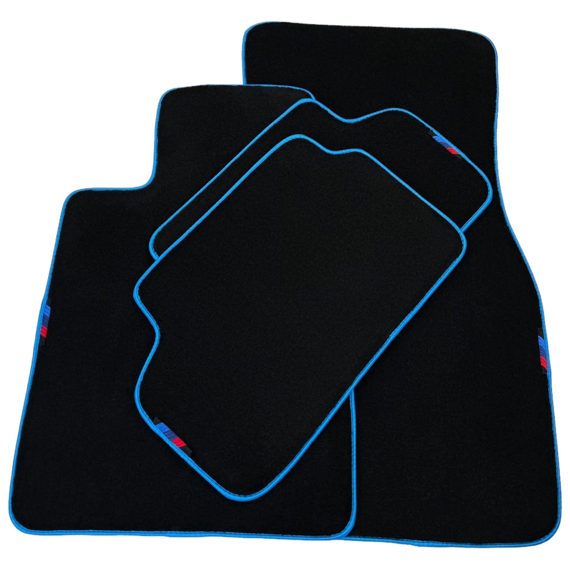 Black Floor Mats For BMW 7 Series G12 | Sky Blue Trim AutoWin Brand - AutoWin