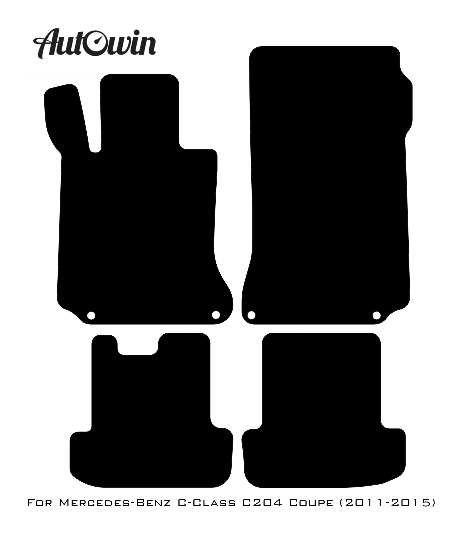 Black Floor Mats For Mercedes Benz C-Class C204 Coupe (2011-2015) | Fighter Jet Edition - AutoWin