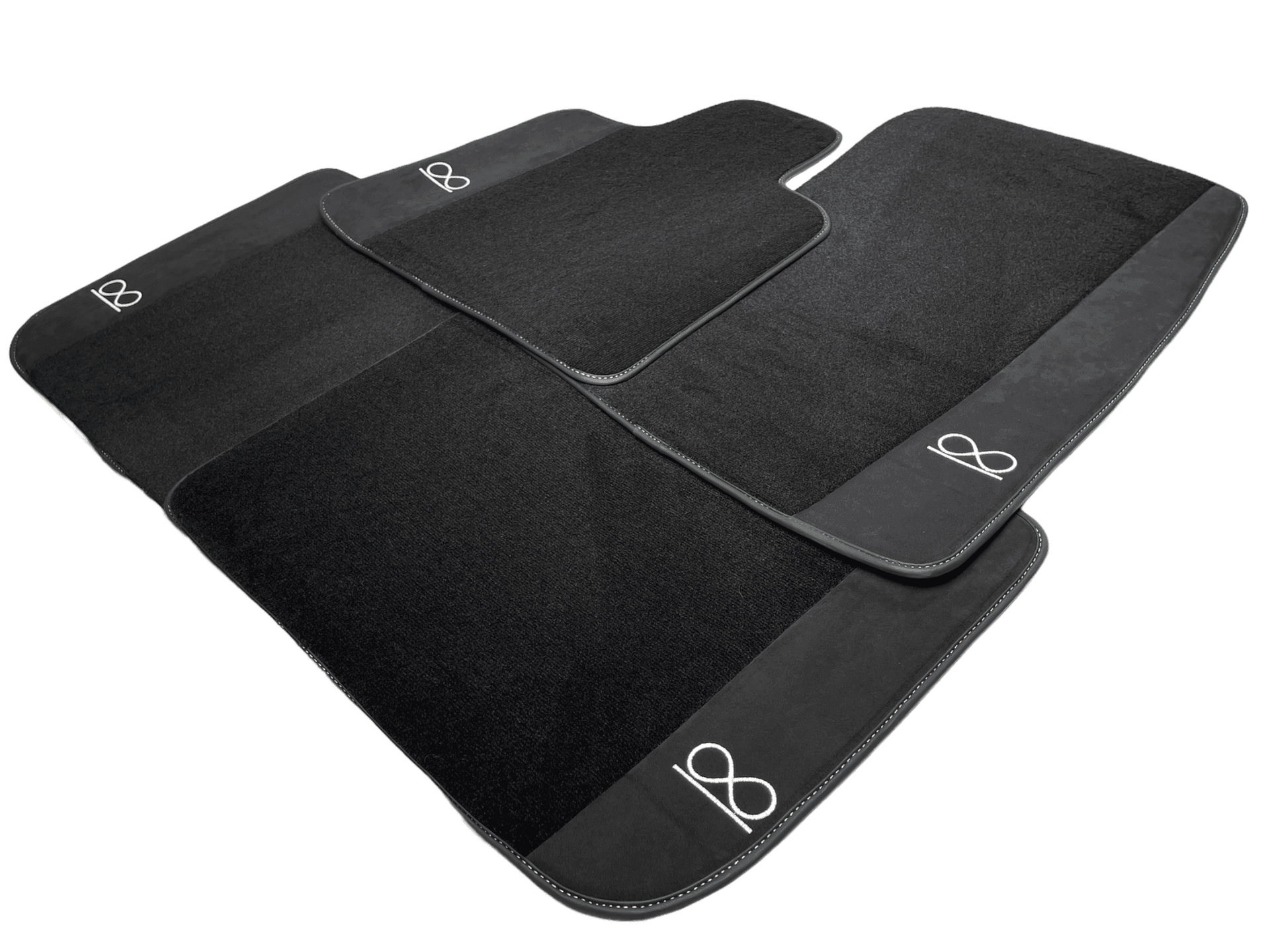 Black Floor Mats For Rolls Royce Black Badge Ghost Fluorescent Logo - AutoWin