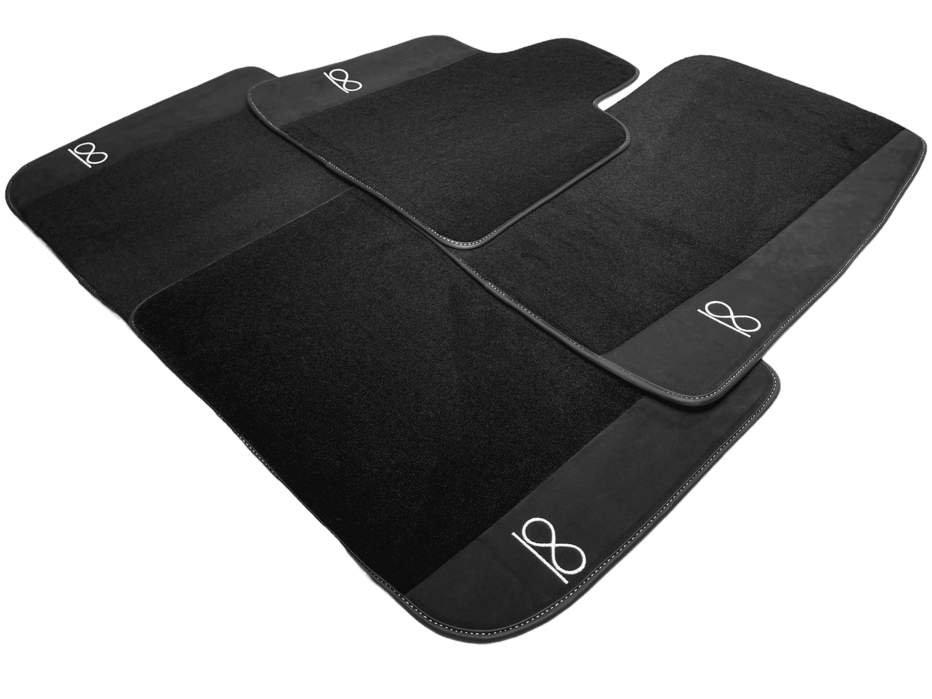 Black Floor Mats For Rolls Royce Black Badge Phantom Drophead Fluorescent Logo - AutoWin