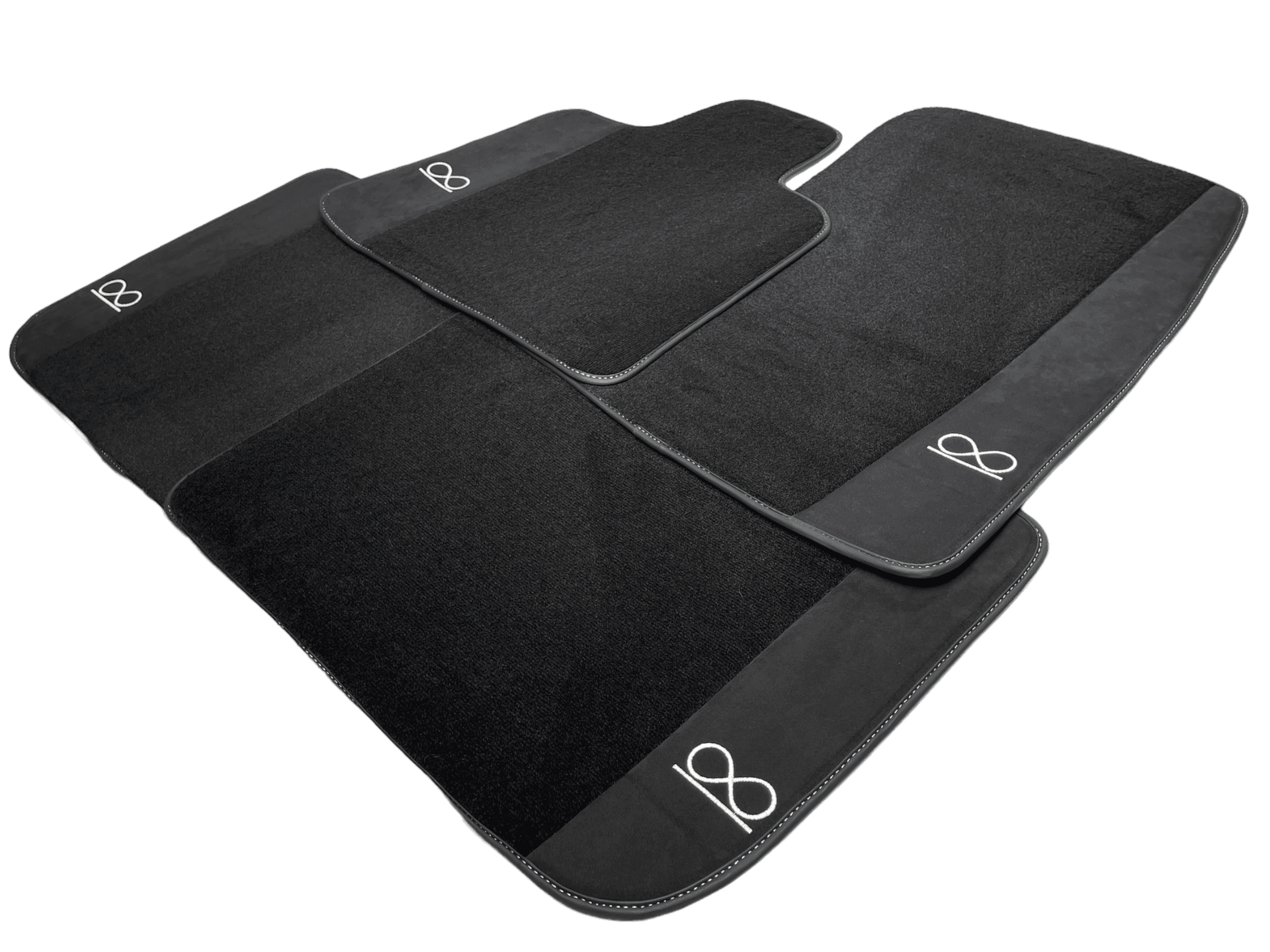 Black Floor Mats For Rolls Royce Black Badge Phantom Drophead Fluorescent Logo - AutoWin