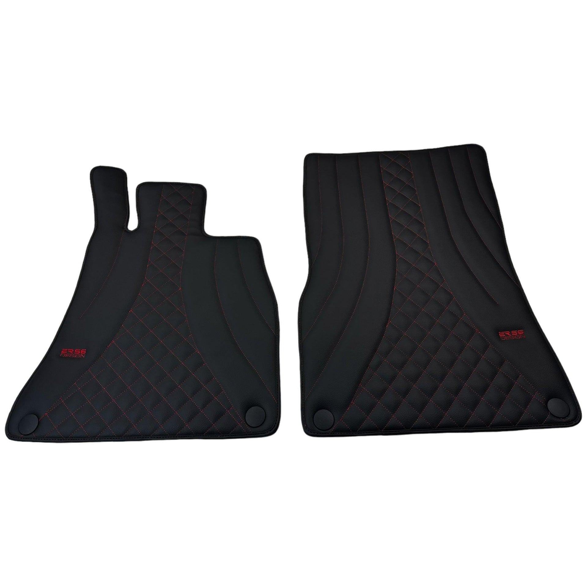 Black Leather Floor Mats For Mercedes Benz GLA-Class X156 (2013-2017) | ER56 Design - AutoWin
