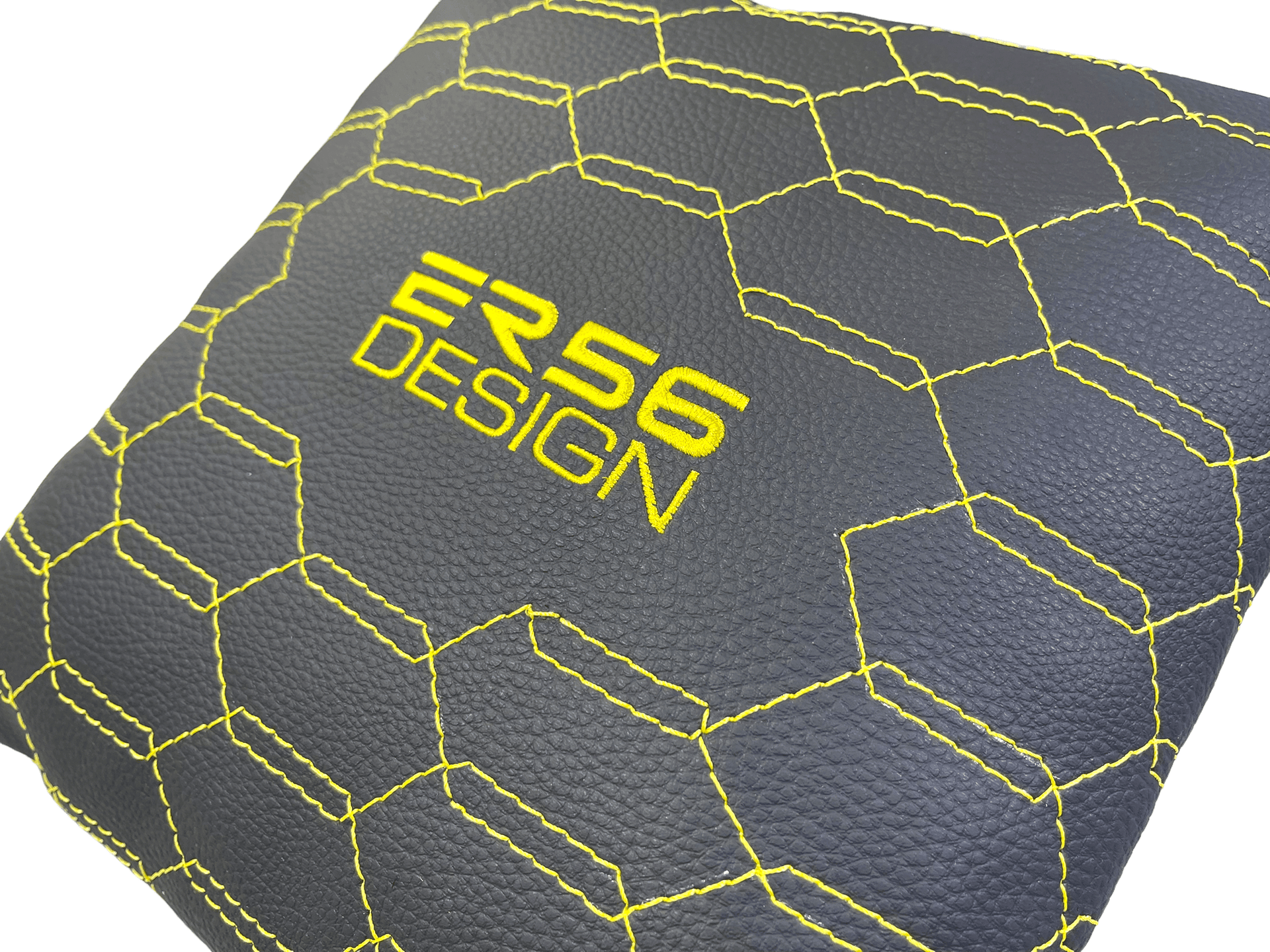 Black Leather Pillows ER56 Design Set of 2 Yellow Sewing - AutoWin