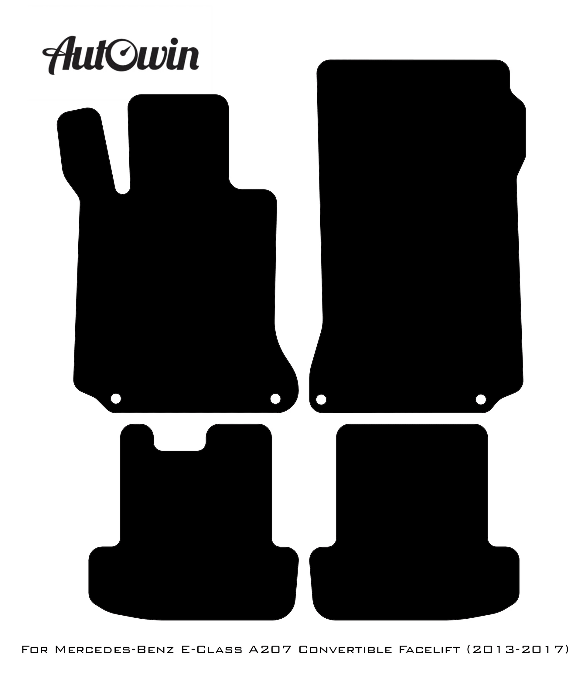 Black Luxury Floor Mats For Mercedes Benz E-Class A207 Convertible Facelift (2013-2017) | ER56 Design - AutoWin
