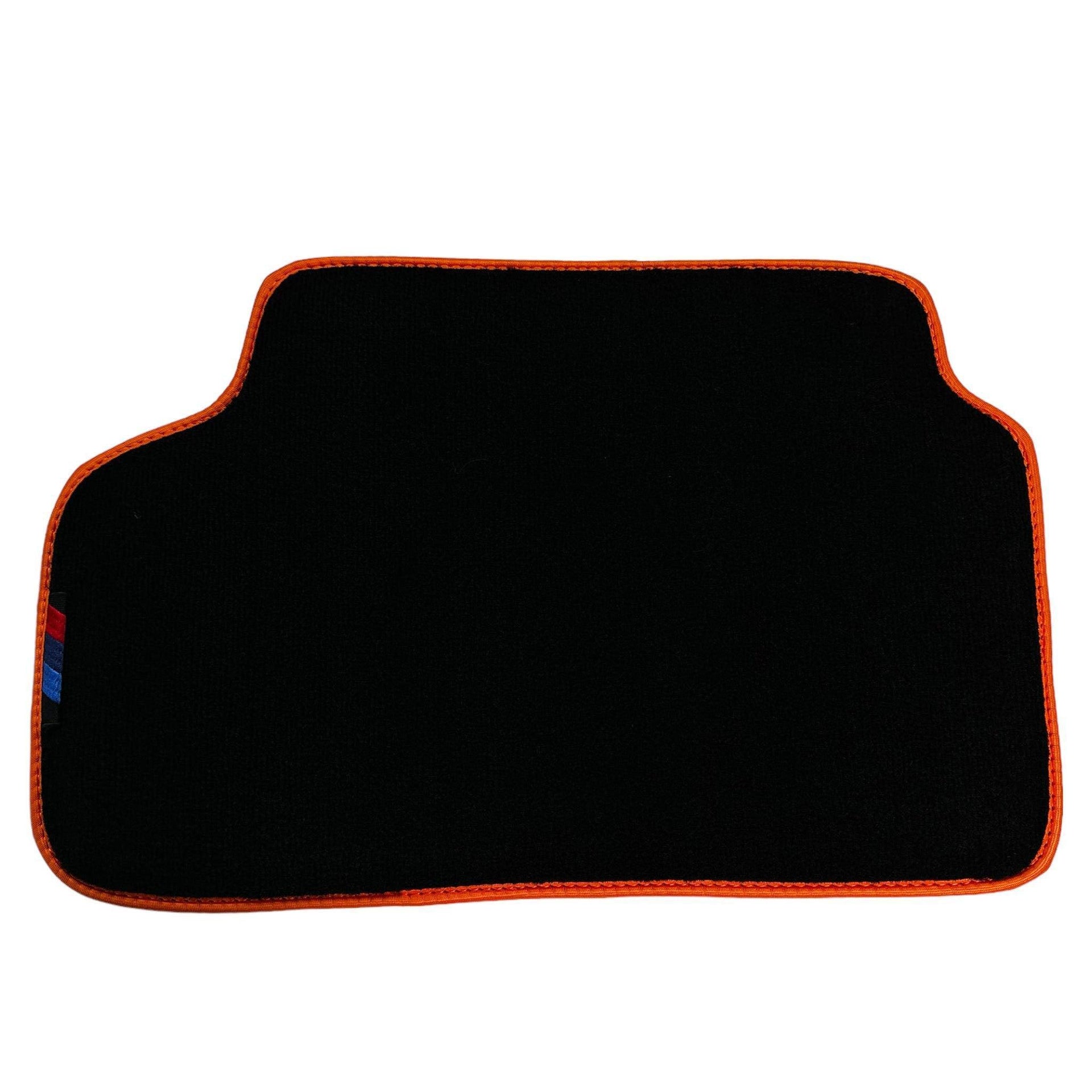 Black Mats For BMW 3 Series E46 Convertible | Orange Trim - AutoWin
