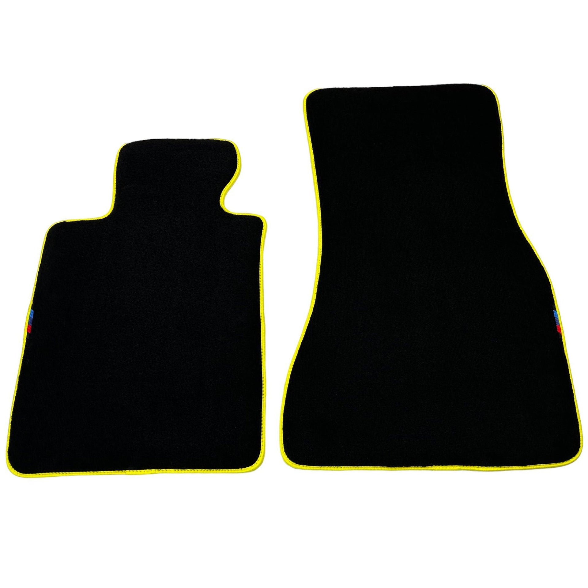 Black Mats For BMW 5 Series E34 Sedan | Yellow Trim - AutoWin