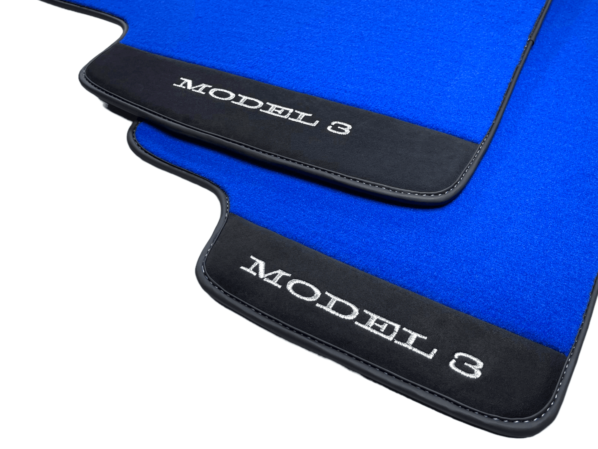 Blue Floor Mats For Tesla Model 3 With Alcantara Leather - AutoWin