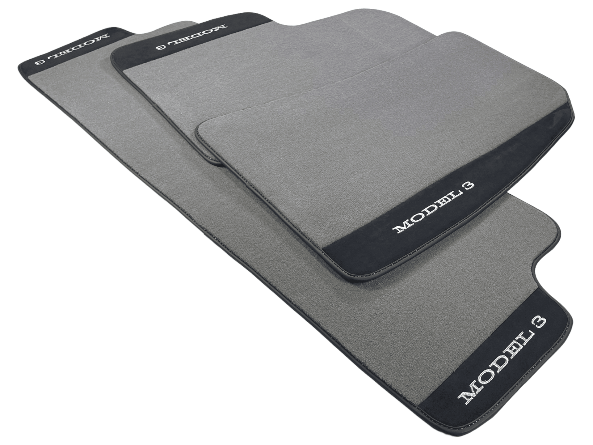 Gray Floor Mats For Tesla Model 3 With Alcantara Leather - AutoWin